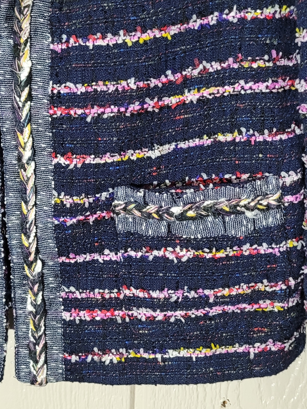 Talbots Navy Tweed Striped Open-Front Jacket - Picture 2 of 5